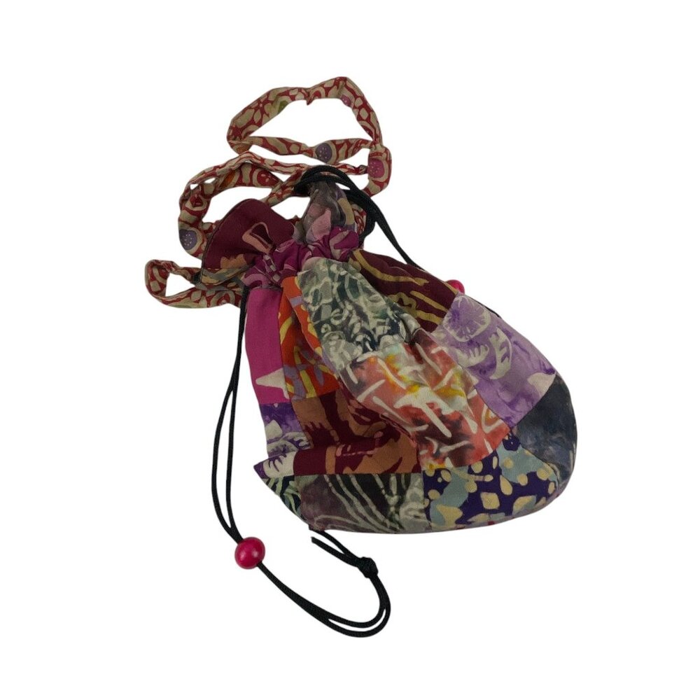 Handcrafted Patchwork Drawstring Pouch Colorful B… - image 1